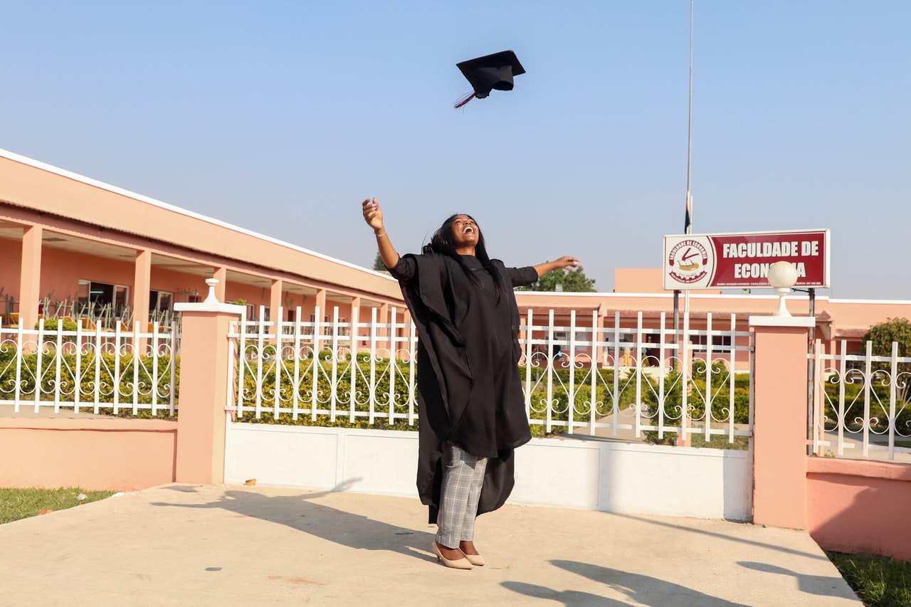 Graduate Tossing Cap into Air
